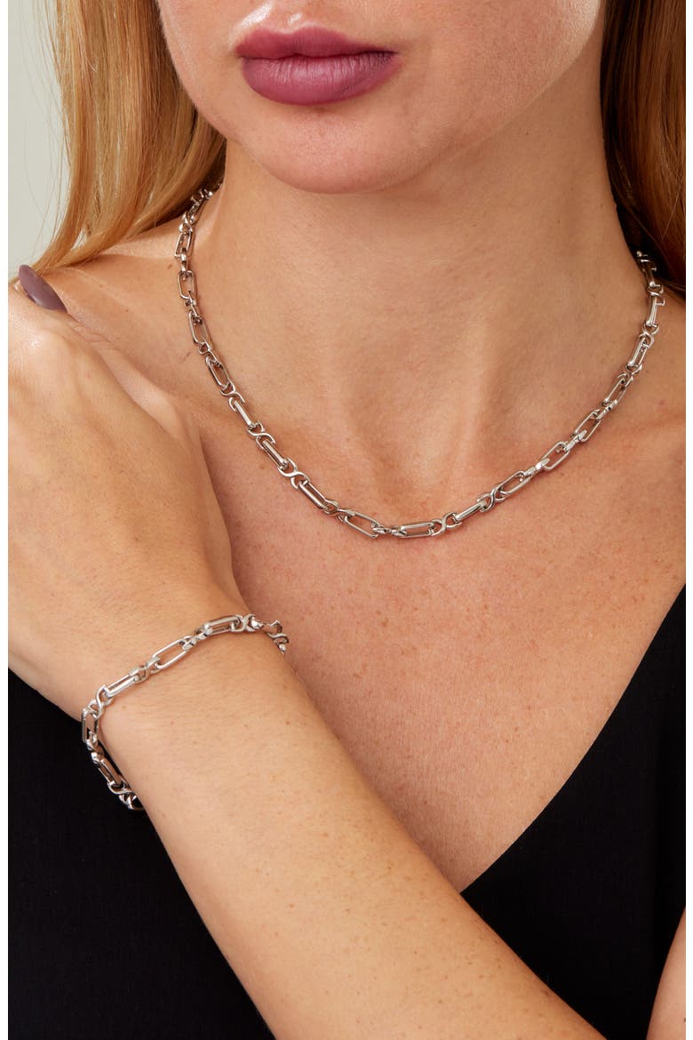 Elongated Link Chain Necklace, Alternate, color, SILVER