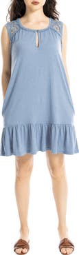 MAX STUDIO Lace Trim Sleeveless Trapeze Dress