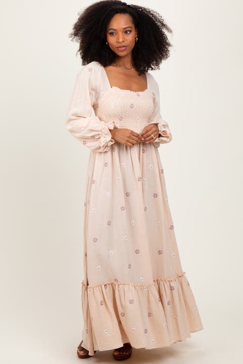 Long Sleeve Floral Accent Dress