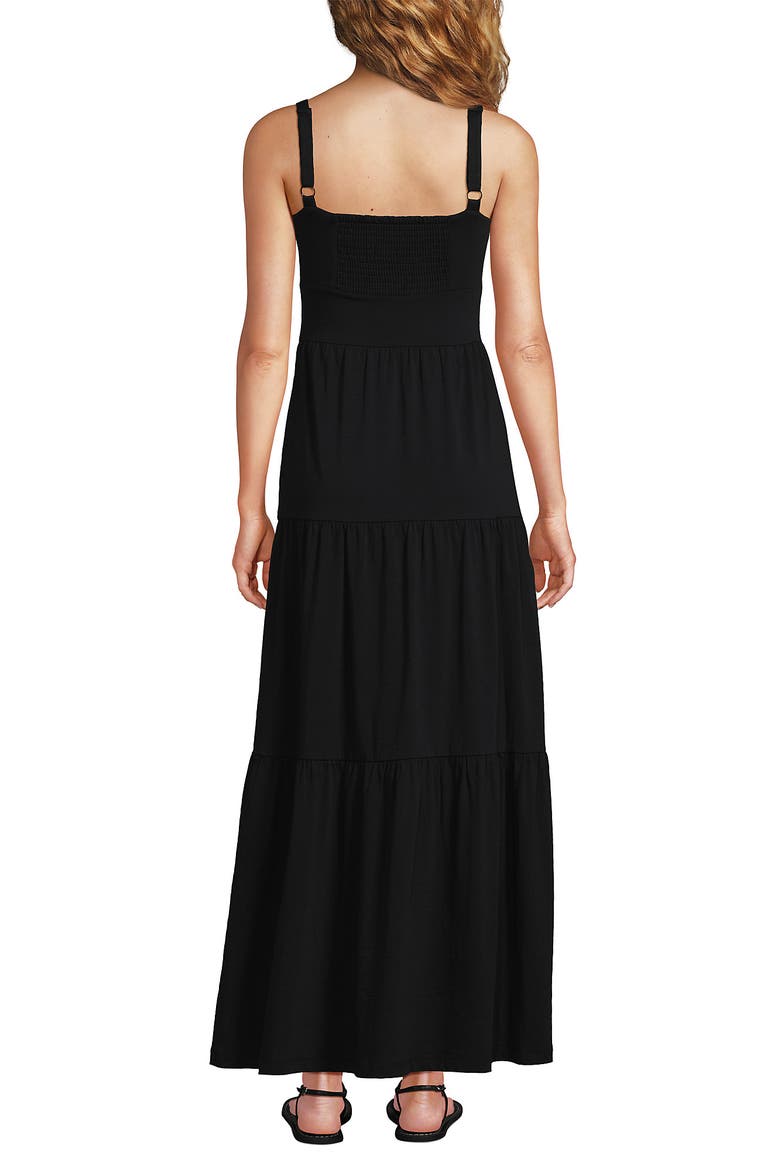 Cotton Modal Twist Front Tiered Maxi Dress, Alternate, color, Black