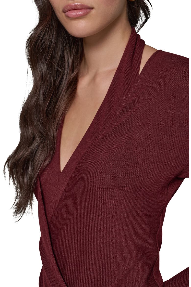 Long Sleeve Wrap Bodysuit, Alternate, color, BLK CHERRY