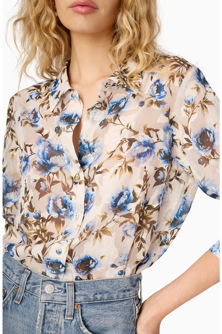 Crosby Burnout Floral Print Chiffon Shirt, Alternate, color, DAYDREAM