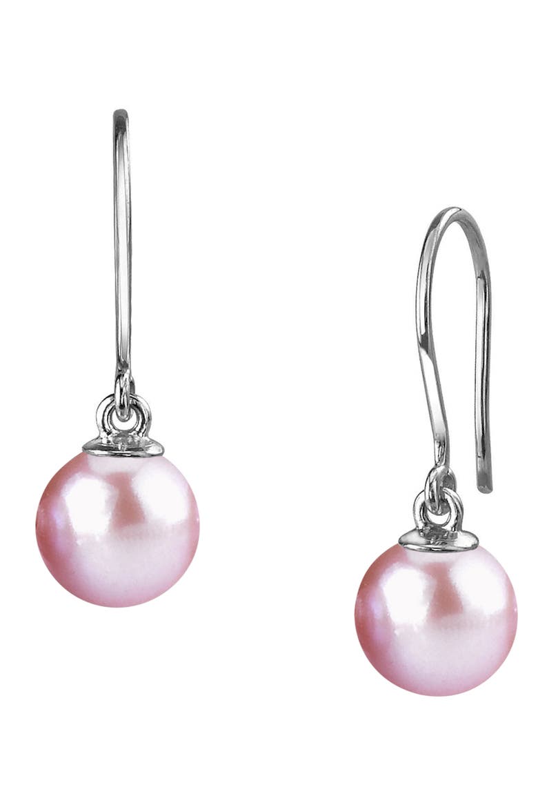 14K Gold Pink Freshwater Pearl Linda Dangling Earrings, Main, color, White Gold