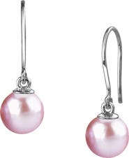 The Pearl Source 14K Gold Pink Freshwater Pearl Linda Dangling Earrings