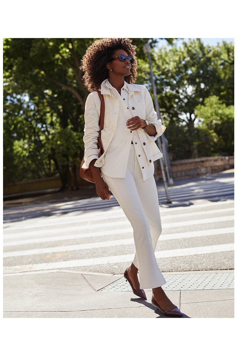 High Rise Corduroy Kick Crop Pants, Alternate, color, Ivory