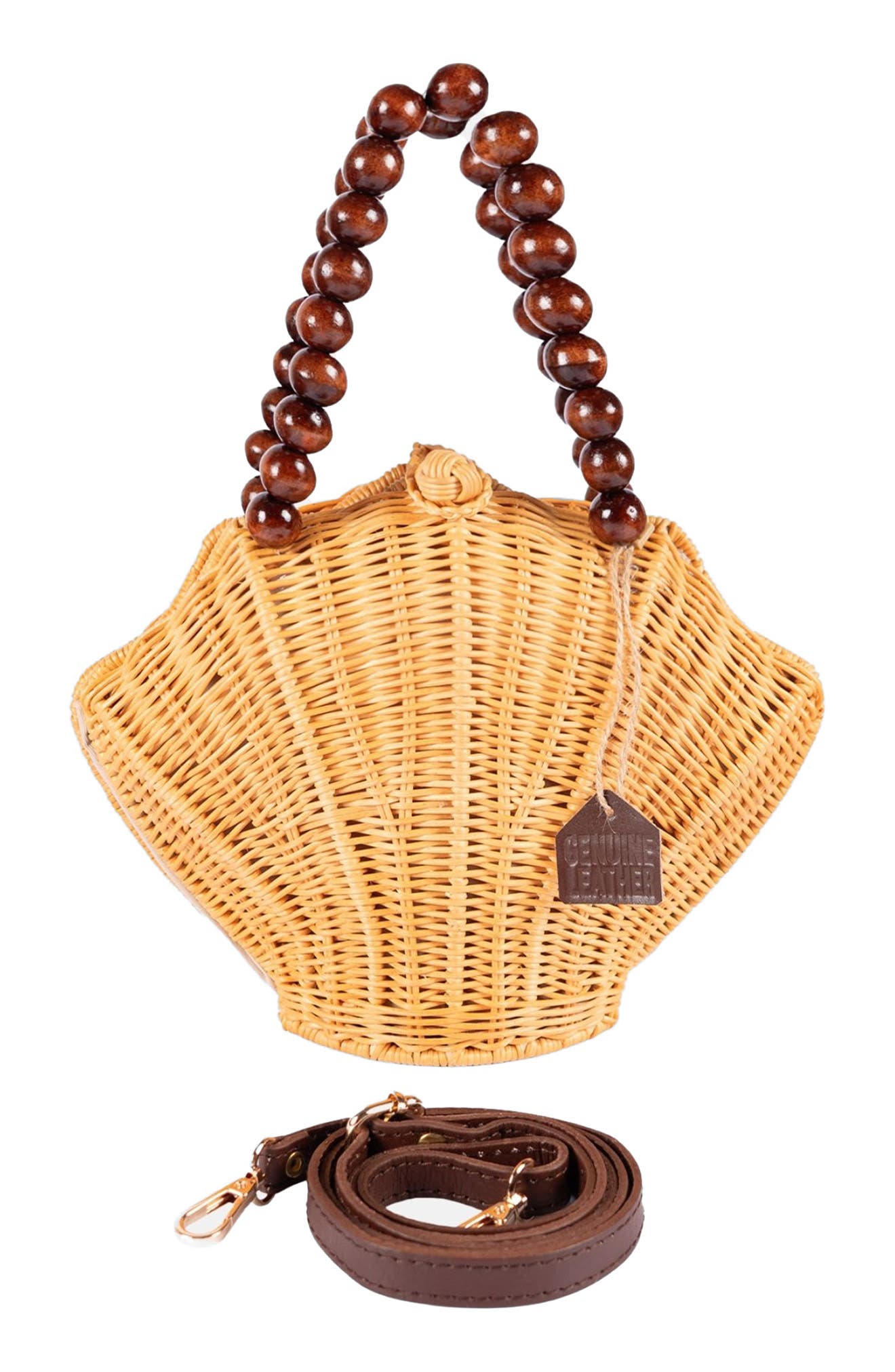 Jelavu Shelly Handwoven Rattan Seashell Bag, Alternate, color, Natural