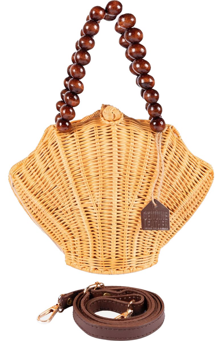 Jelavu Shelly Handwoven Rattan Seashell Bag, Alternate, color, Natural