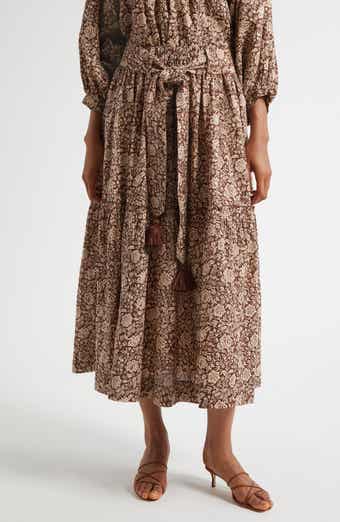 Franoise Floral Stripe Cotton Skirt
