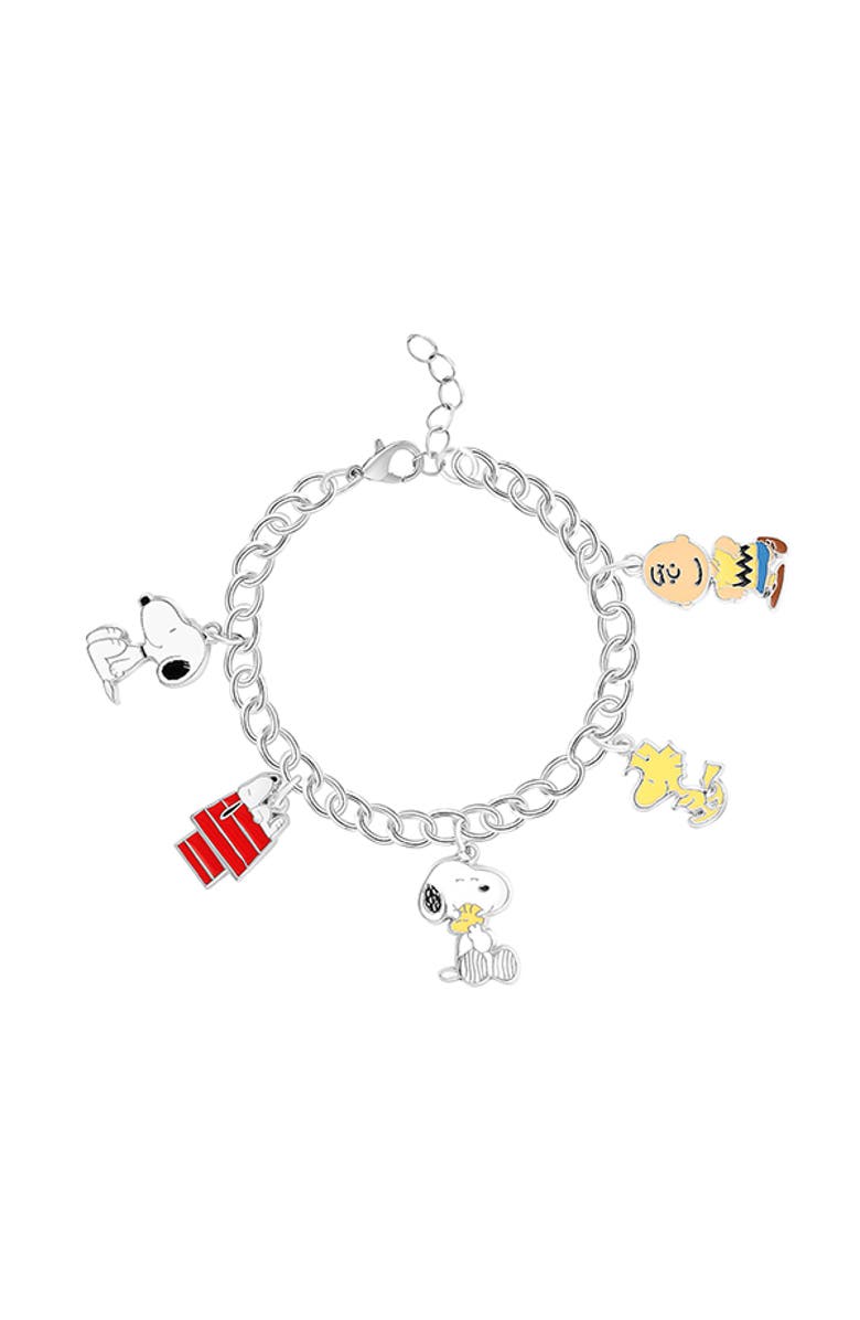 PEANUTS Snoopy, Woodstock, Charlie Brown Charm Bracelet, Main, color, Silver
