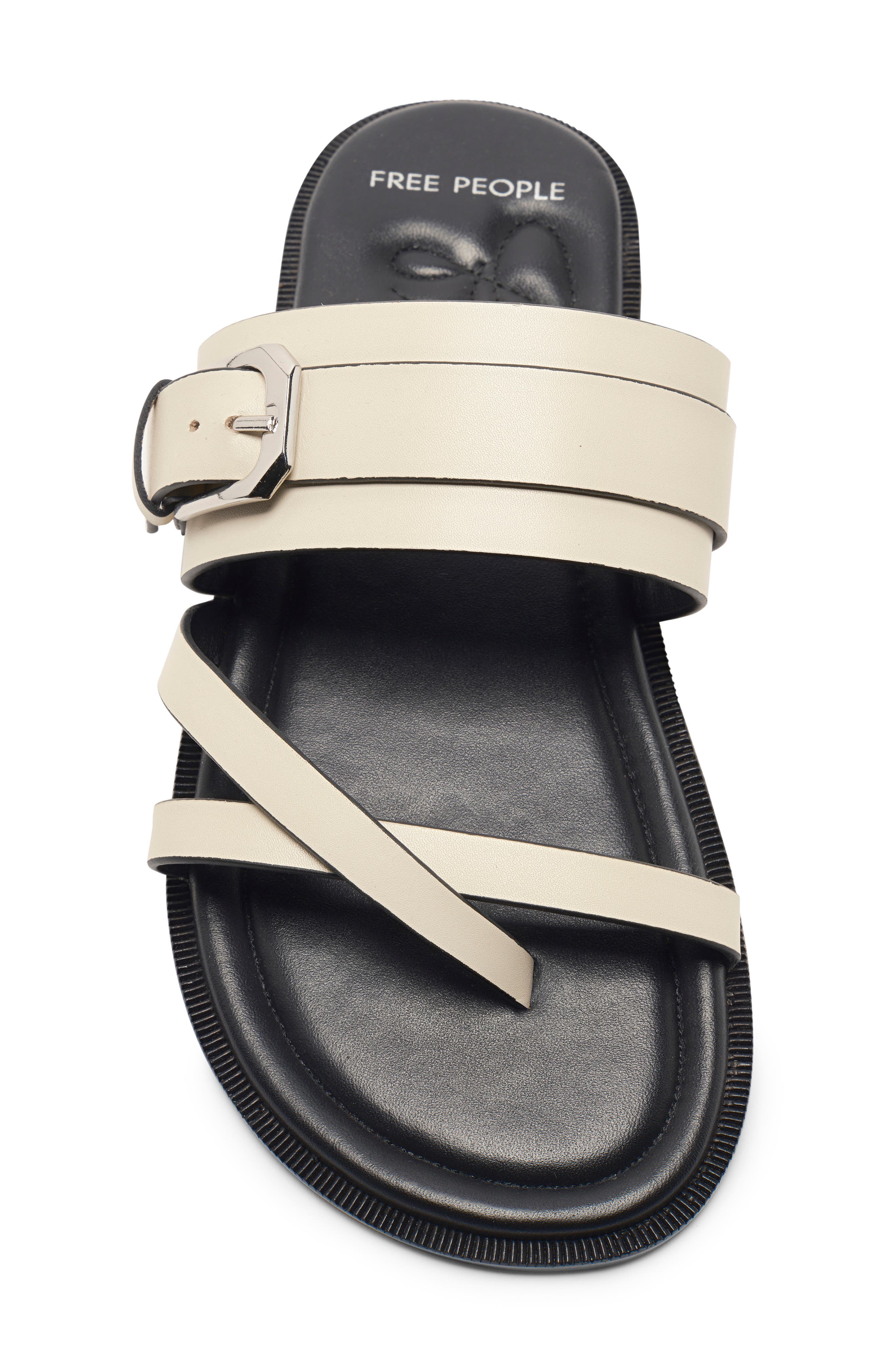 Belted Cross Strap Slide Sandal, Alternate, color, BONE LEATHER