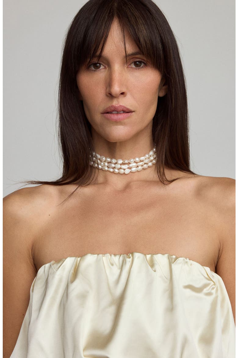 Freshwater Pearl Triple Strand Necklace, Alternate, color, WHITE/ GOLD