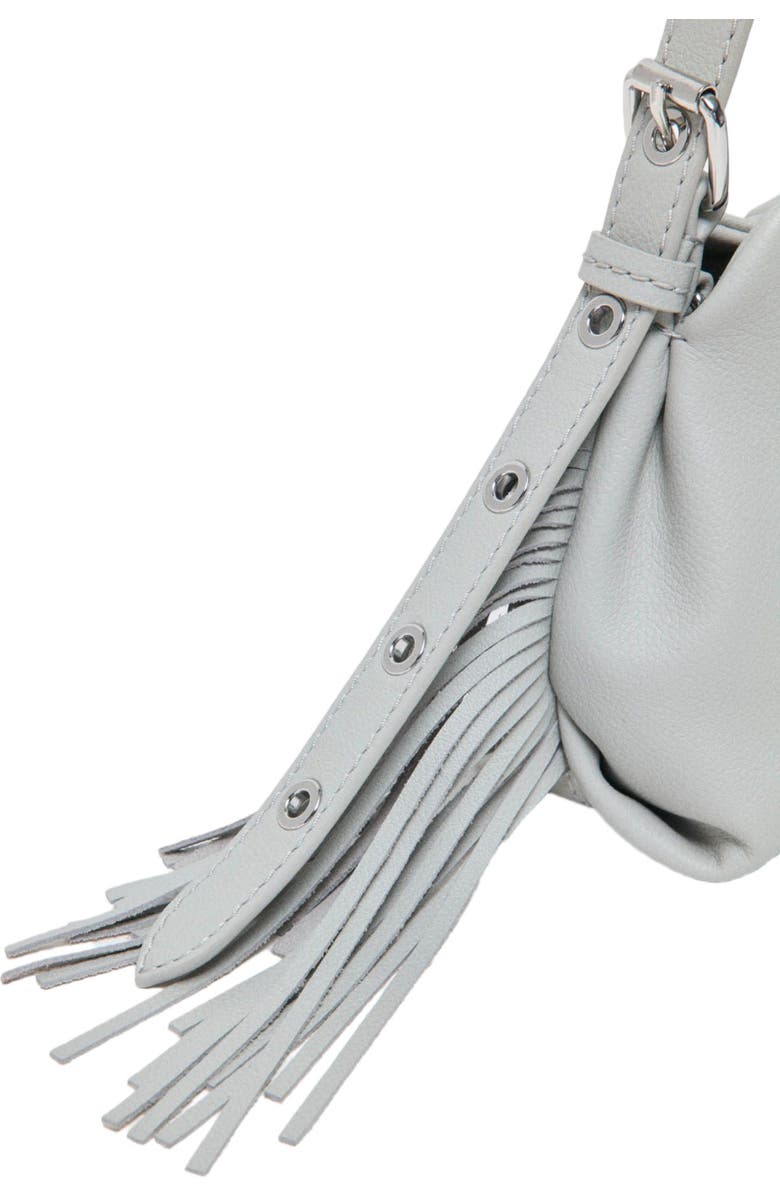 maje Miss M micro grained leather bag, Alternate, color, Light Grey