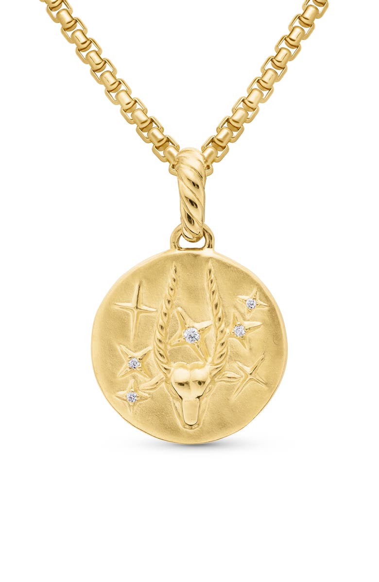 David Yurman Zodiac Amulet in 18K Yellow Gold with Pavé Diamonds, 18.9mm, Main, color, 