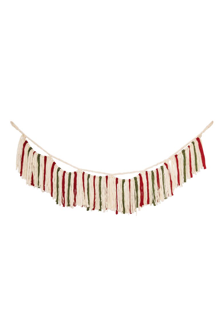 70.8" Macrame Tassel Christmas Garland, Main, color, Beige