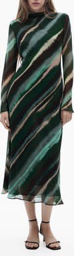 MANGO Print Turtleneck Long Sleeve Maxi Dress