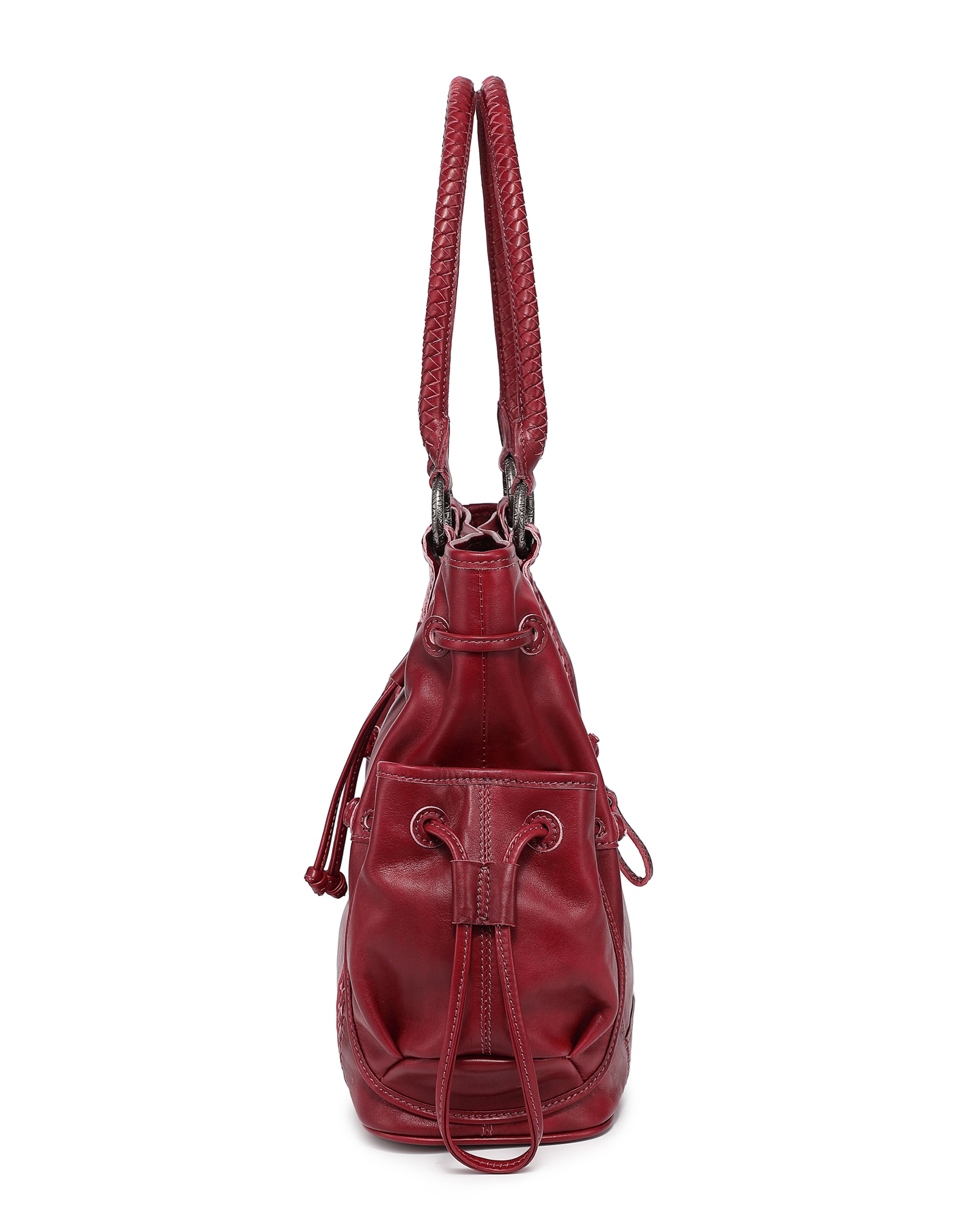 Brassia Genuine Leather Woven Utility Tote, Alternate, color, Burgundy