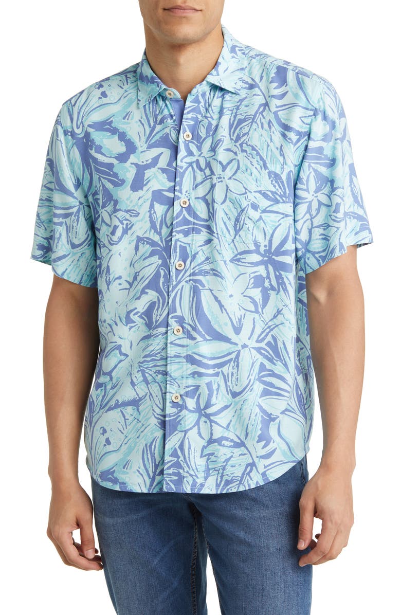 Tommy Bahama Veracruz Cay Impressions Floral Short Sleeve Button-Up Shirt, Main, color, 