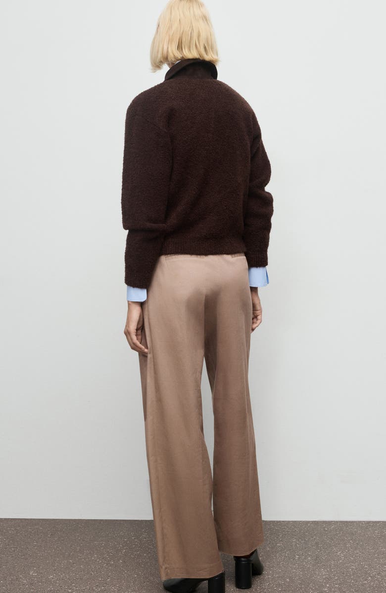 MANGO Bouclé Zip Cardigan, Alternate, color, Brown