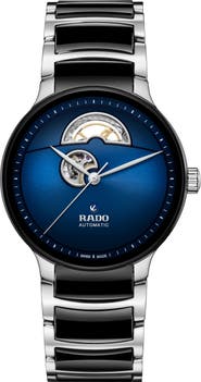 RADO Centrix Open Heart Automatic Ceramic Bracelet Watch, 39.5mm