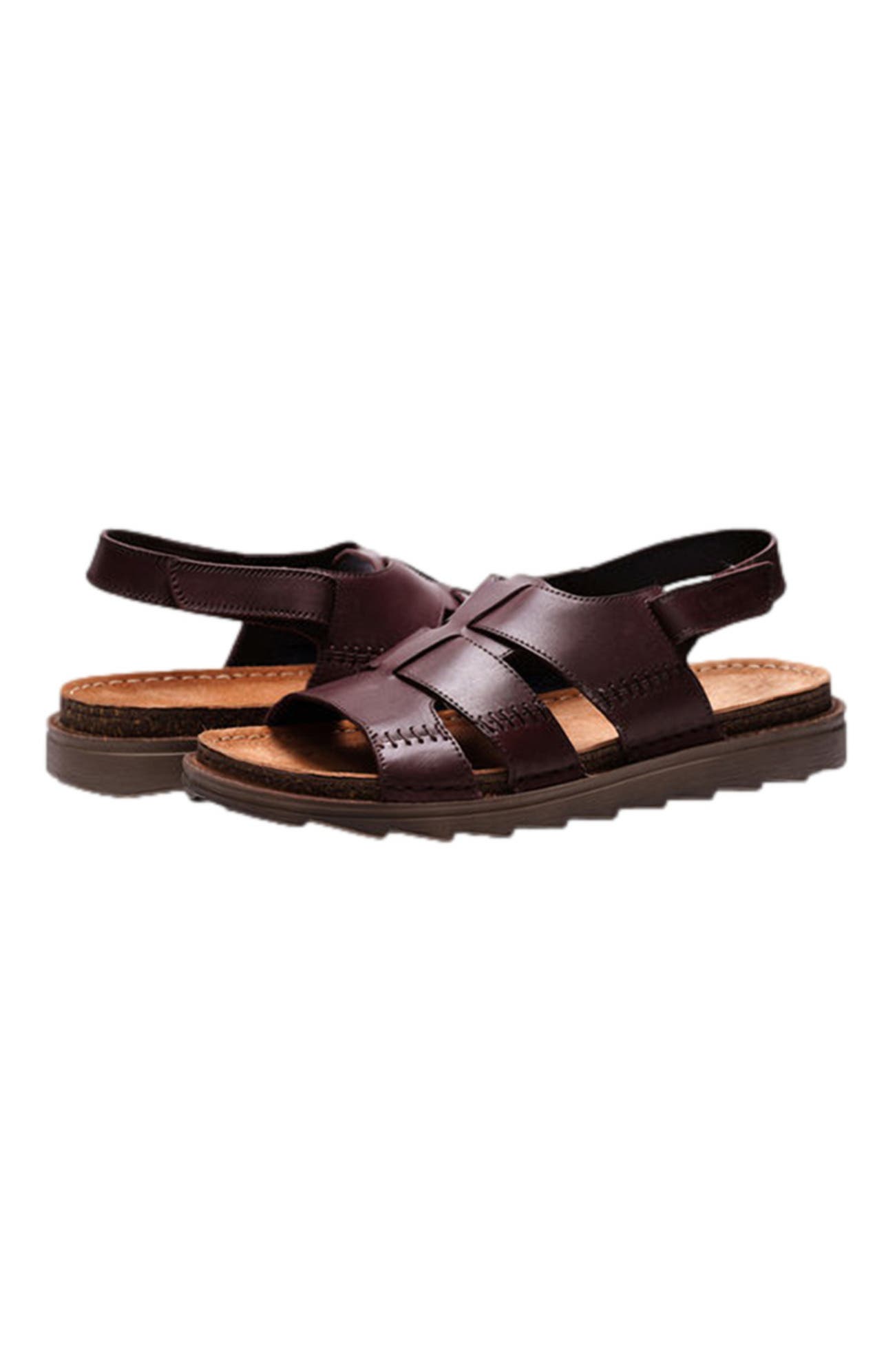 Maldiva Back Strap Sandal, Alternate, color, Brown Leather