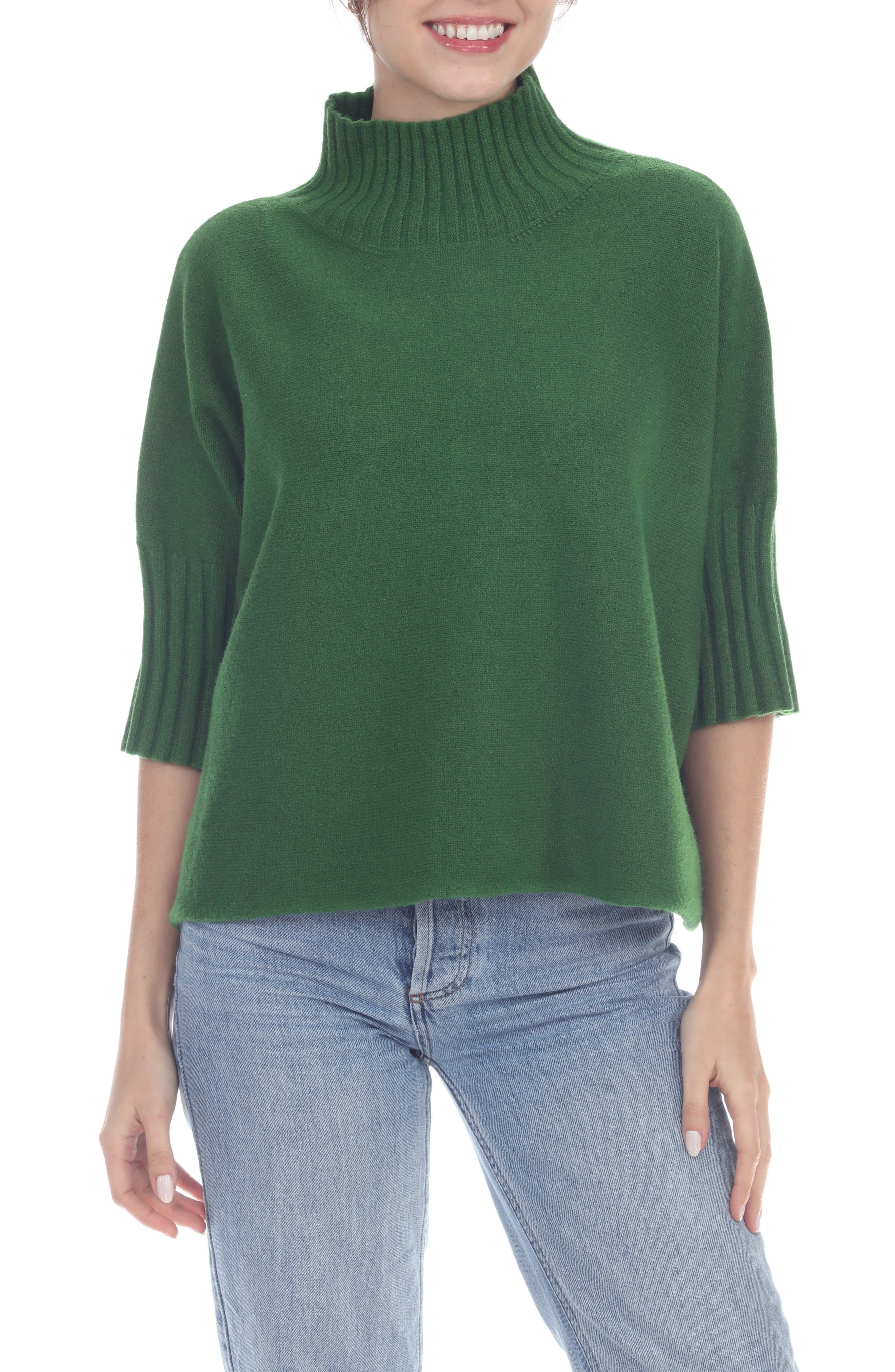 RAIN AND ROSE Mock Neck Boxy Sweater