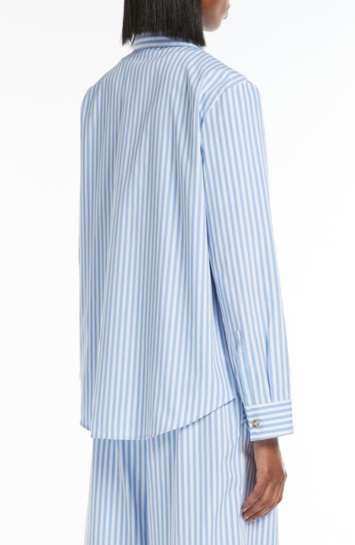 Mm Dardano Stripe Cotton Button-up Shirt In Light Blue