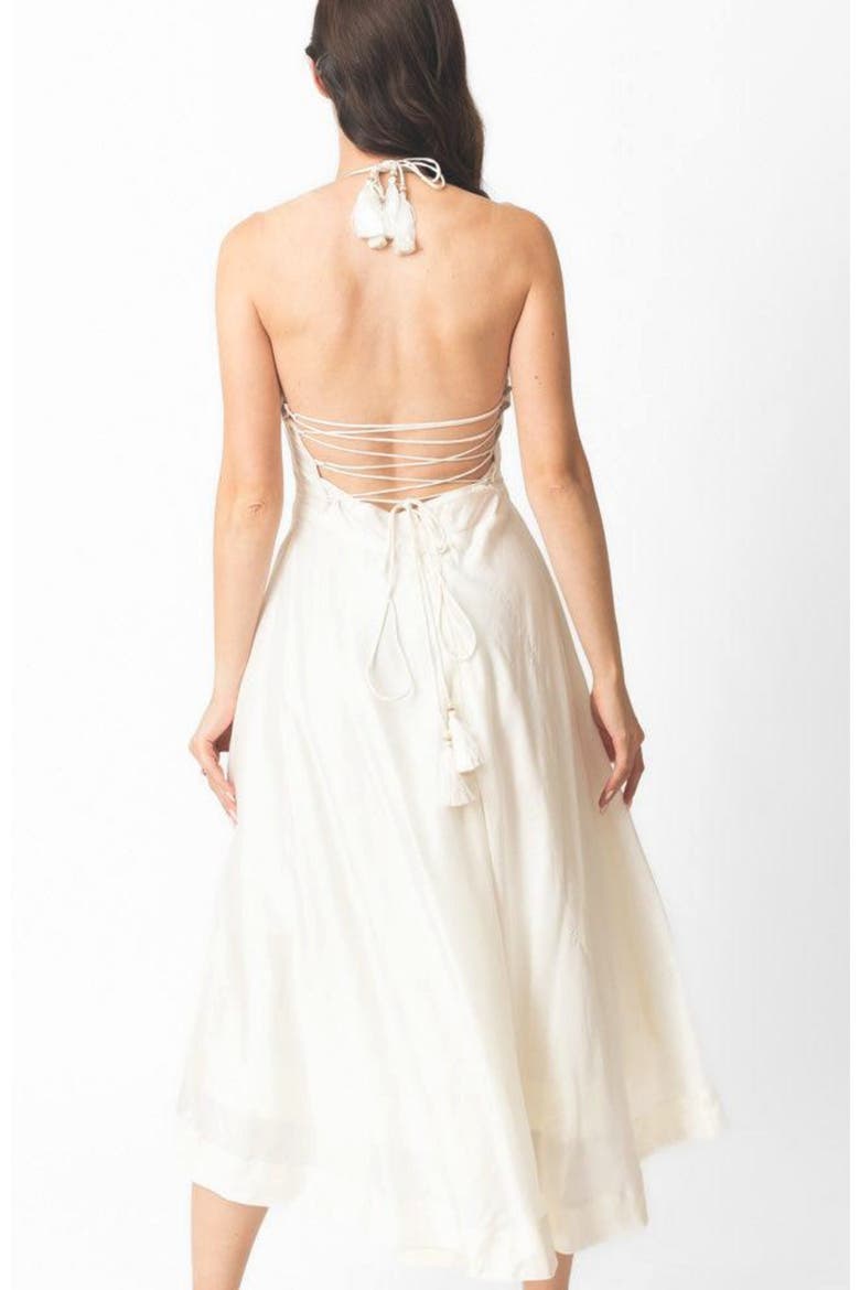 Mona Embroidered Strapless Midi Dress, Alternate, color, Off-White