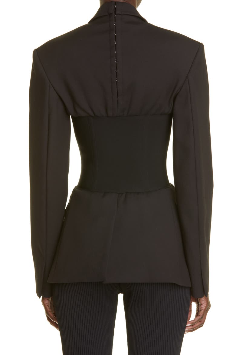 Corset Inset Blazer, Alternate, color, BLACK