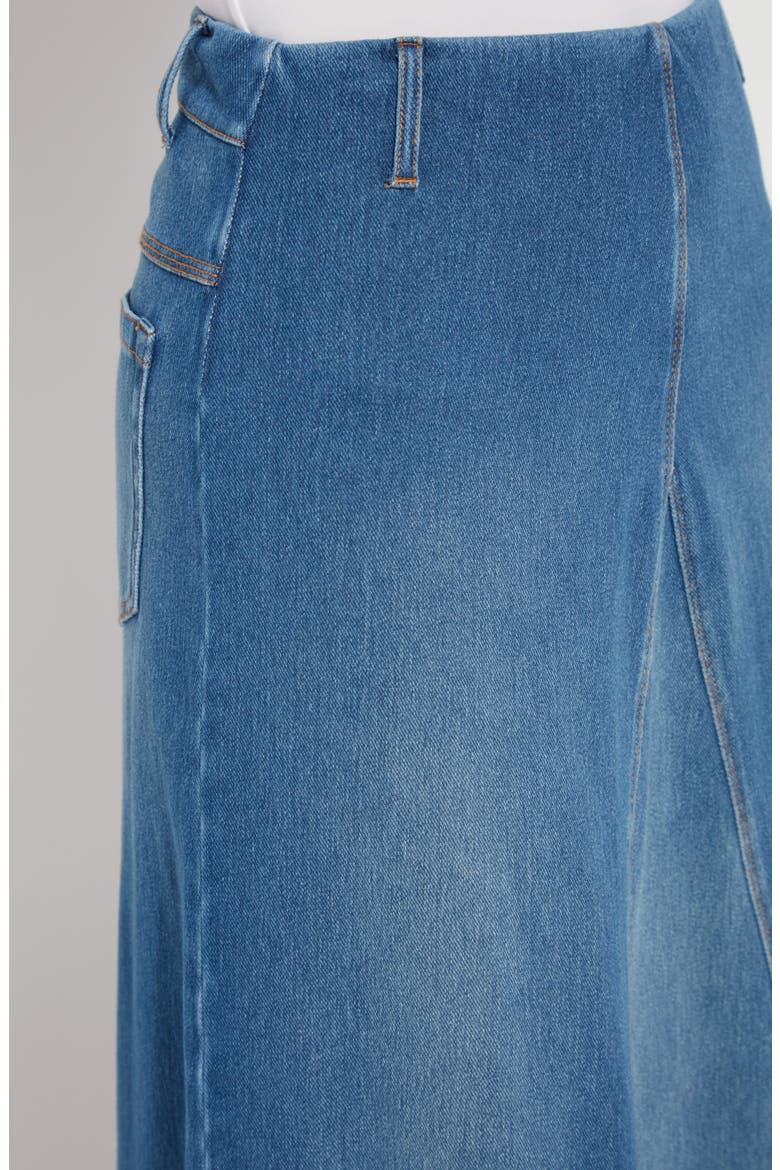 Camille Denim Midi Skirt, Alternate, color, MIDWASH