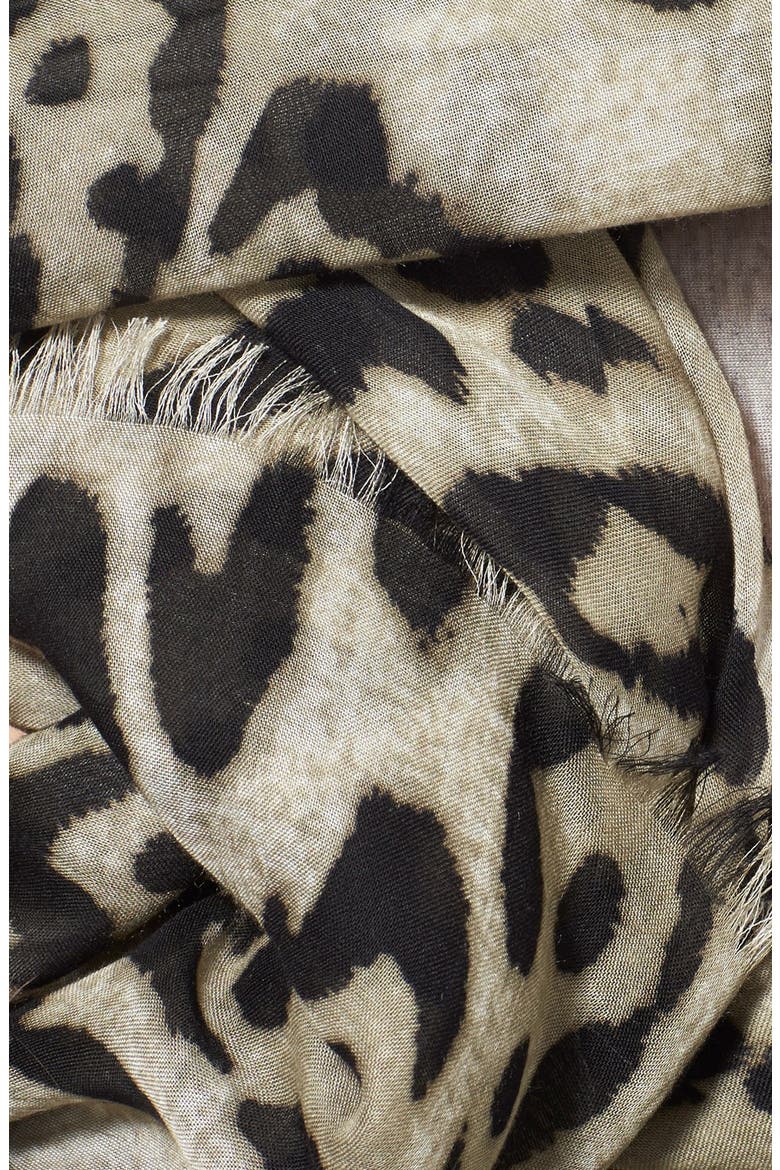 Leopard Print Scarf, Alternate, color, LIGHT TAUPE