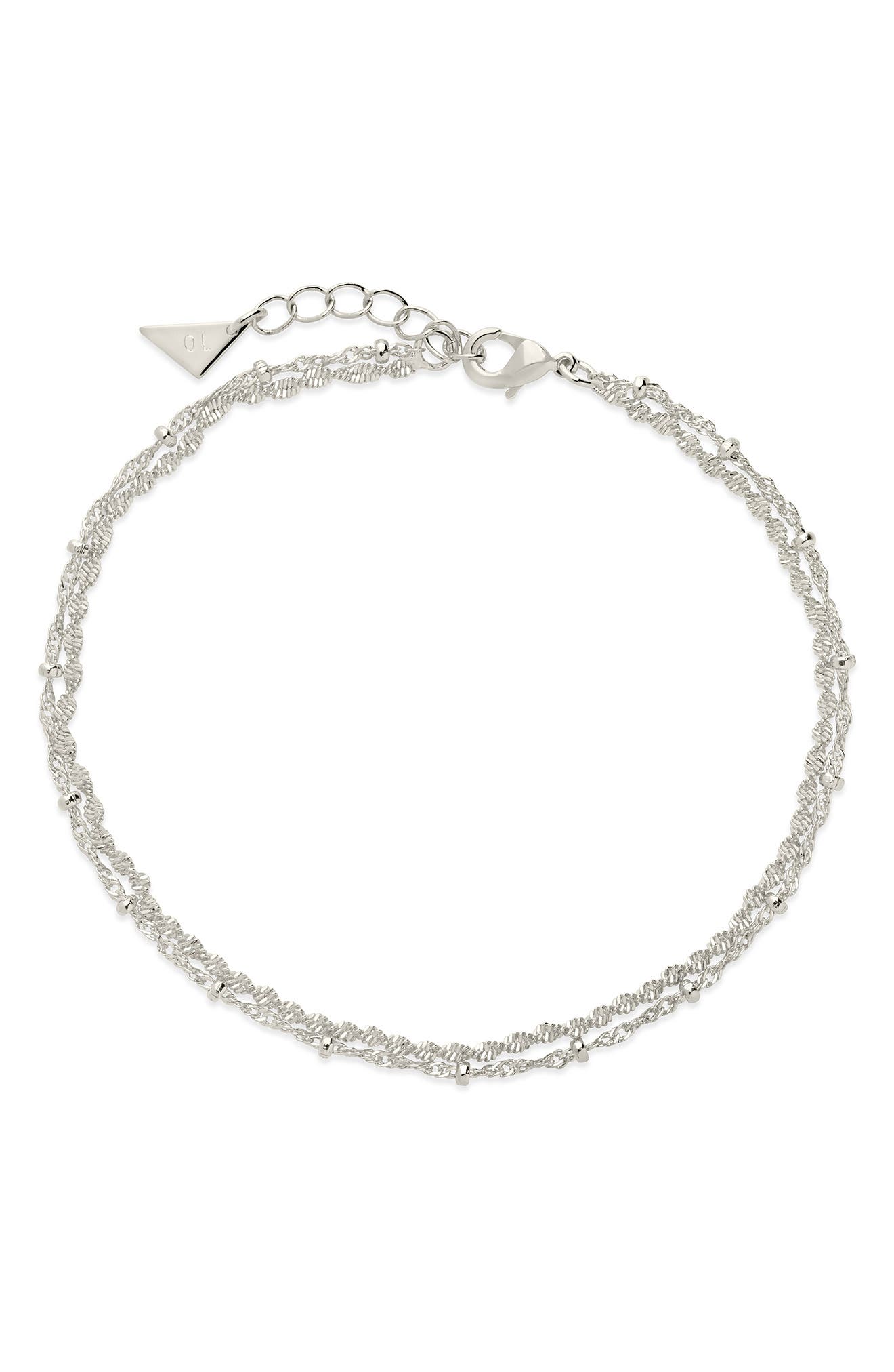 Sterling Forever Kyra Layered Chain Anklet