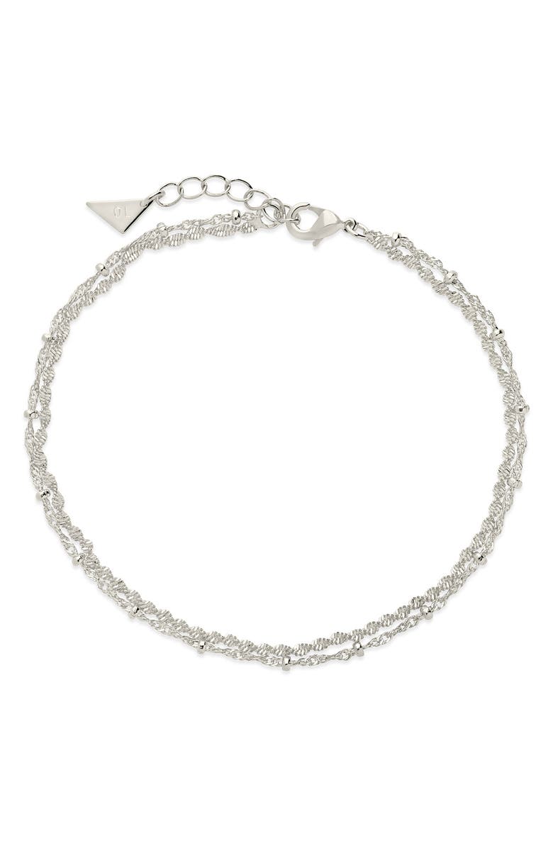 Sterling Forever Kyra Layered Chain Anklet, Main, color, Silver