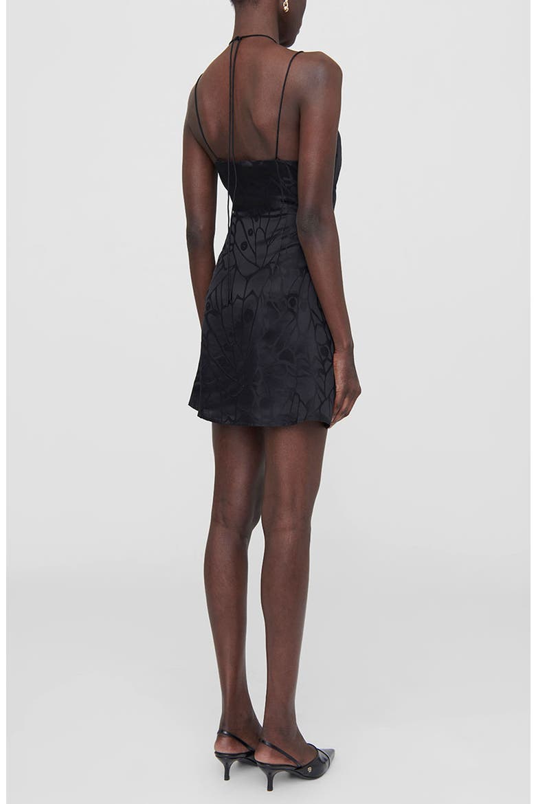 Papillon Silk Jacquard Minidress, Alternate, color, BLACK BUTTERFLY JACQUARD