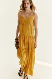 H&M Embroidered Tiered Dress