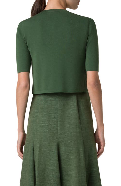 Akris Punto One Button Merino Wool Cropped Cardigan In Laurel