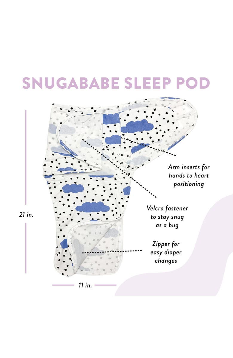 Norani Organic Snugababe Swaddle Sleep Pod with Arm Inserts, Alternate, color, Blue Clouds