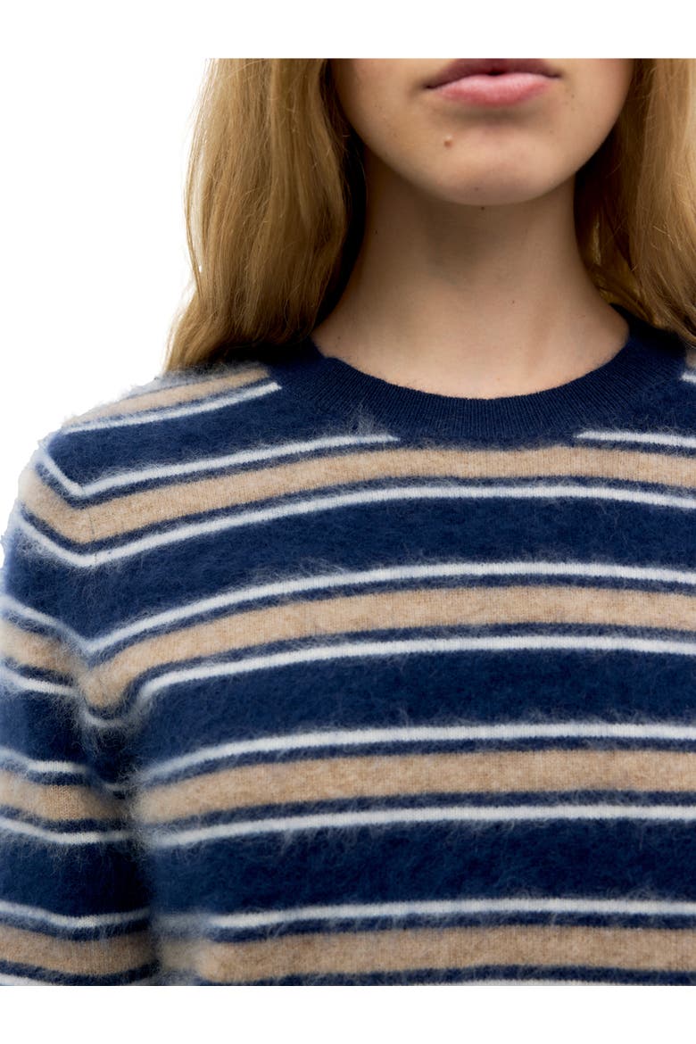 Rima Striped Crew Neck Sweater, Alternate, color, Camel