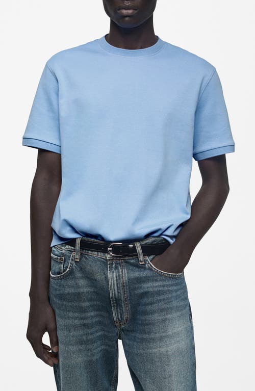 Mango Regular Fit Cotton T-shirt In Sky Blue