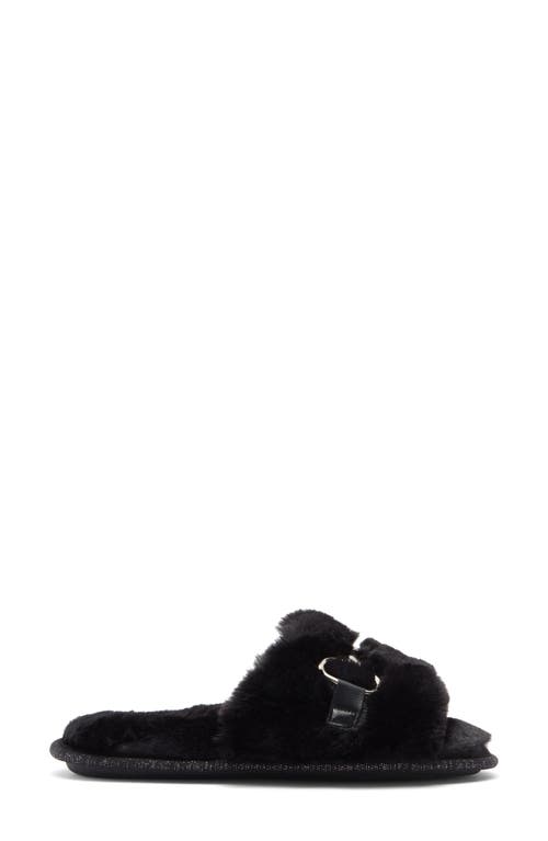 Bcbg Plush Horsebit Faux Fur Slipper In Black