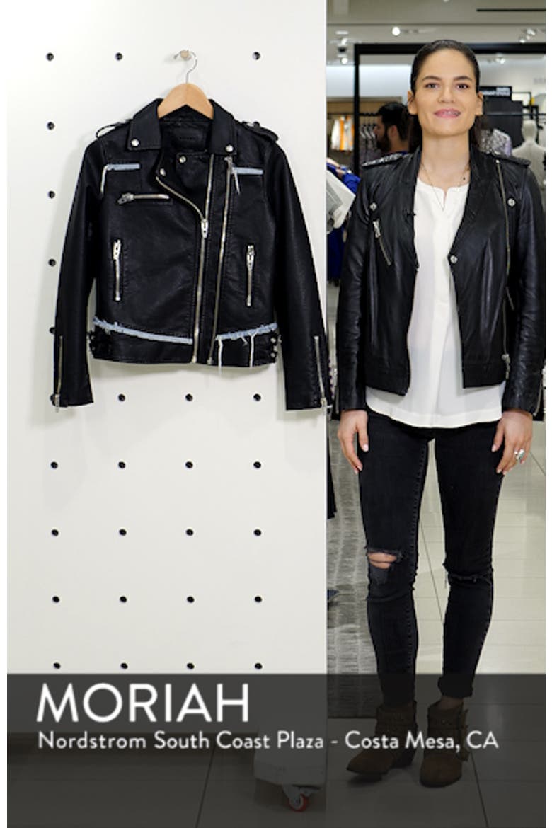 Thrasher Denim Trim Faux Leather Moto Jacket video