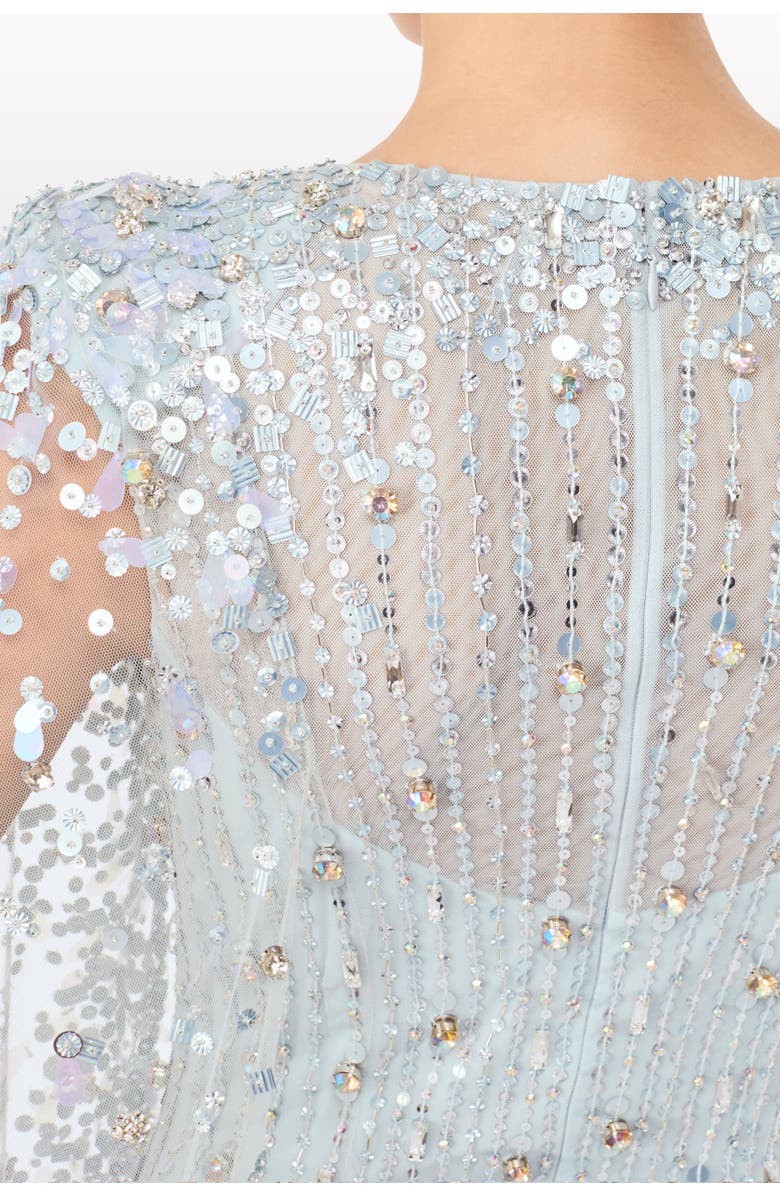 Jenny Packham Blaize Embellished Cape Maxi Dress, Alternate, color, Porcelain