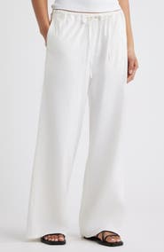Open Edit Linen Blend Wide Leg Pants