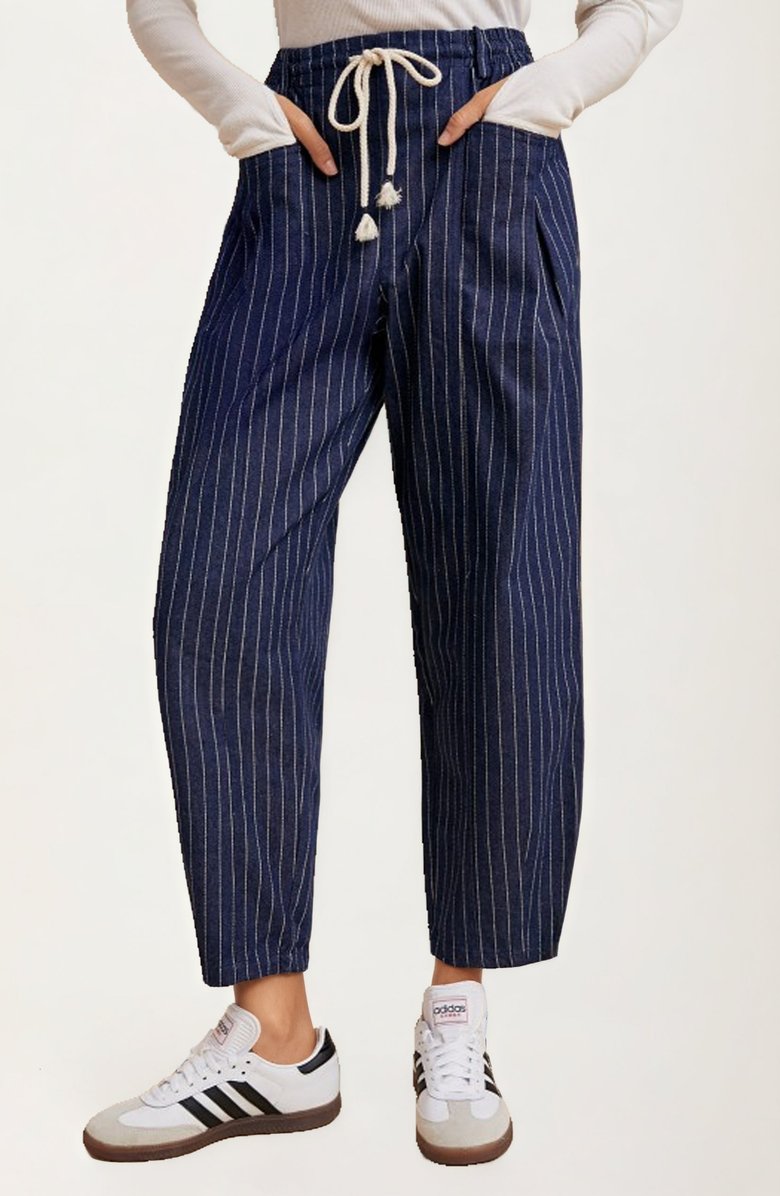 Knit and Lounge Relaxed Pinstripe Drawstring Pants, Alternate, color, 
