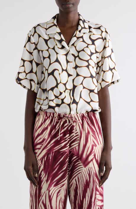 Clive Print Silk Camp Shirt