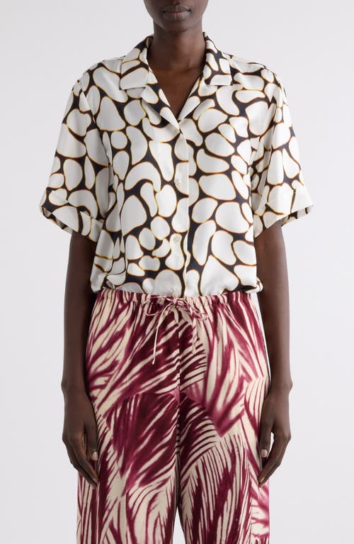 Dries Van Noten Clive Printed Button Down Silk Shirt