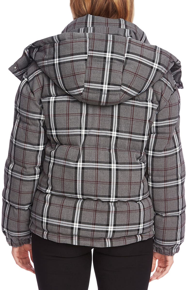 Vince Camuto Plaid Hooded Puffer Jacket, Alternate, color, 