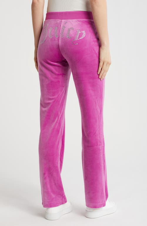 Juicy Couture Velour Wide Leg Track Pants In Electric Violet