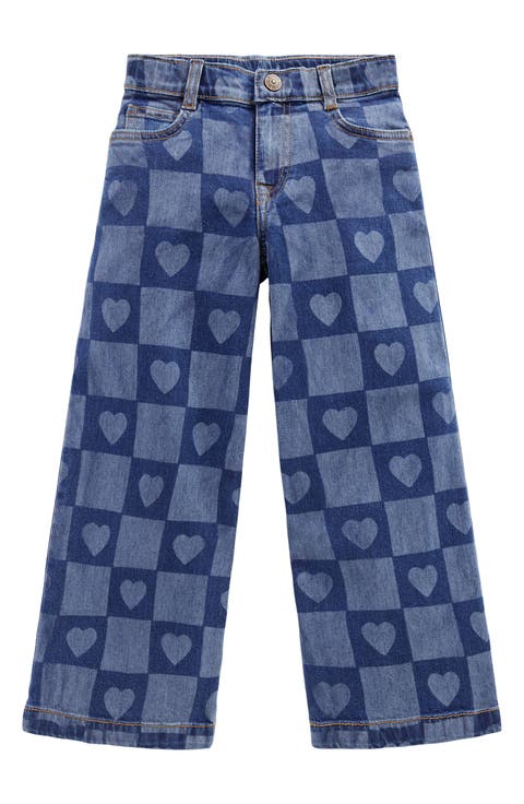 Kids' Heart Checkerboard Wide Leg Jeans (Toddler, Little Kid & Big Kid)