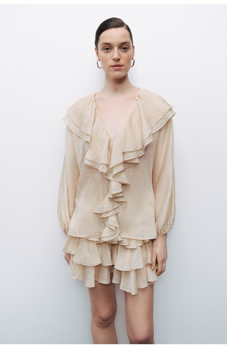 Nocturne Stoned Flounce Blouse, Main, color,