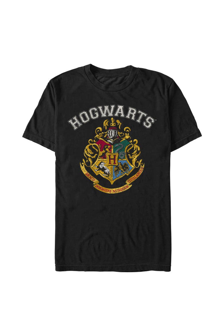 Men's Ravenclaw Line Art Crest Short Sleeve Graphic T-Shirt, Main, color, Black
